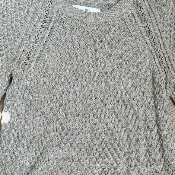 Loft Diamond Textured Sweater, XS, color: light tan melange - Picture 3 of 4